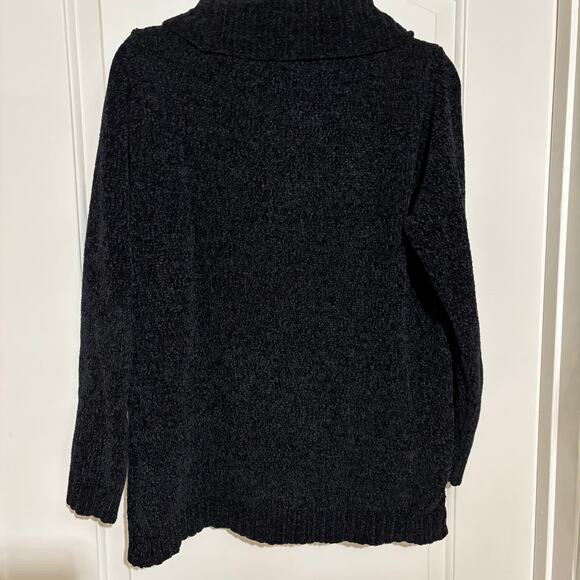 Karen Scott Chunky Knit Cowl Neck Sweater Black Fall Winter Cozycore Pull Over - Picture 3 of 8